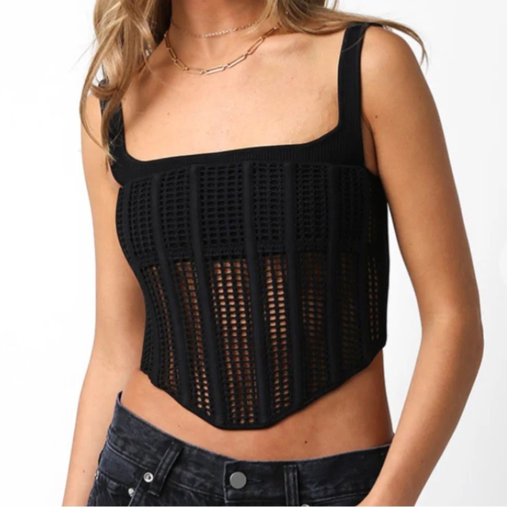 Olivaceous Black Crochet Bustier